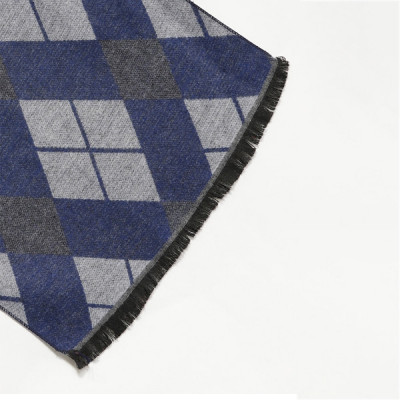 The Lifestyle Co Unisex Navy Blue & Grey Printed Acrylic Scarf