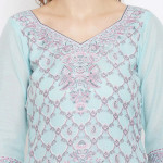 Women Sea Green & Pink Ethnic Motifs Woven Organic Cotton Unstitched Dress Material