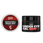 Men Set Of Beard & Mustache Wax - Extra Strong 50gm & Under Eye Gel 12 g